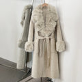 OFTBUY New Autumn Winter Long Top Clothes Irregularity Real Fox Fur Collar and Cuffs Wool Jacket Female Natural Fur Woolen Coat
