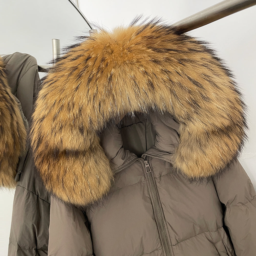 OFTBUY Duck Down Warm Windproof Puffer Coat New Women's Long Hooded Down Jacket Real Fur Collar Winter Thickened Parka Outerwear