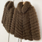 OFTBUY 2-in-1 Reversible Luxury Jacket - 100% Real Fox Fur Coat & Windproof Winter Parka