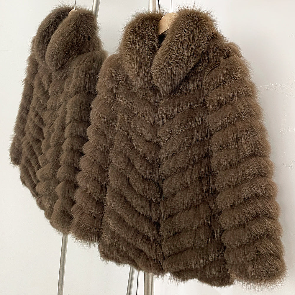 OFTBUY 2-in-1 Reversible Luxury Jacket - 100% Real Fox Fur Coat & Windproof Winter Parka
