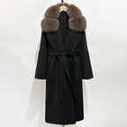 OFTBUY Belted Long Warm Winter Elegant Fashion Outerwear New Women's Double-Faced Wool Coat with Real Fox Fur Collar
