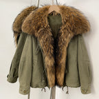 OFTBUY Loose Real Fox Fur Puffer Jacket Lady 100% Cotton Natural Fur Duck Down Coat Female New Winter Thick Warm Clothes Women