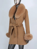 OFTBUY Double-sided Wool Coat Female New Autumn Winter Real Fox Fur Clothes Women Detachable Fur Cuffs Woolen Cashmere Jacket