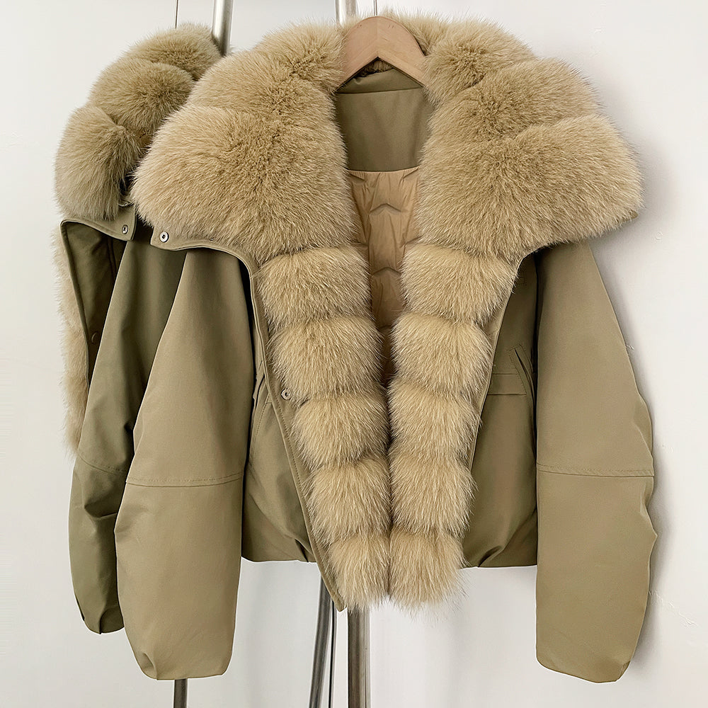 OFTBUY Women's Dcuk Down Coat with Big Real Fox Fur Collar New Winter Warm Thickened Clothing Female Natural Fur Puffer Jacket