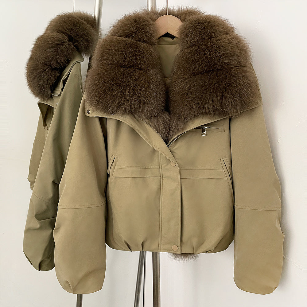 OFTBUY Women's Dcuk Down Coat with Big Real Fox Fur Collar New Winter Warm Thickened Clothing Female Natural Fur Puffer Jacket