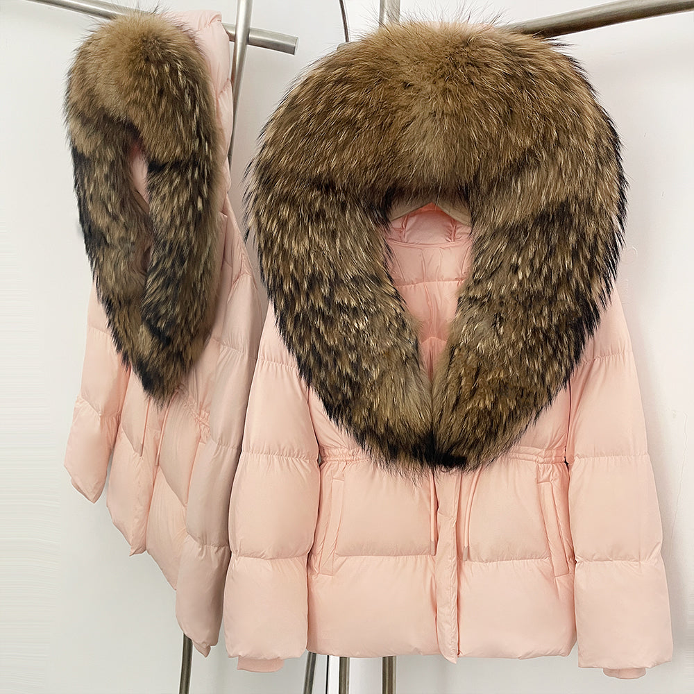 OFTBUY Big Real Fox Fur Collar Duck Down Coat Female New Winter Hooded Warm Down Clothes Women Natural Raccoon Fur Puffer Jacket