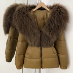 OFTBUY New Belted Luxury Warm Winter Women's Puffer Jacket with Real Mongolia Sheep Fur Collar Outerwear Duck Dowm Coat Female