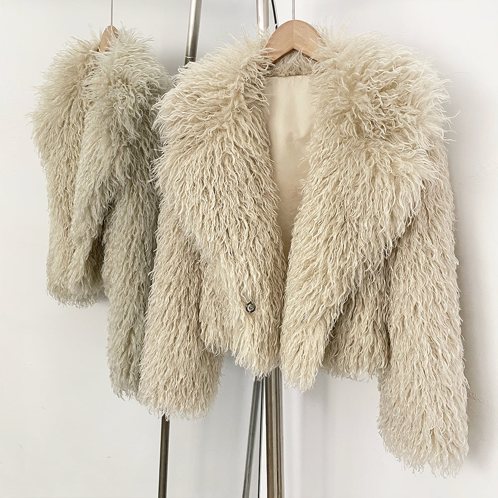 OFTBUY Warm Thicken Luxury Outerwear New Winter Clothes Female Women's Cozy Faux Mongolian Fur Short Coat Teddy Faux Fur Jacket