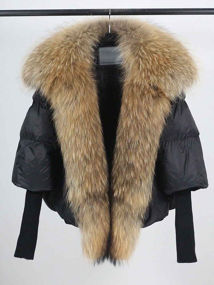 OFTUBY White Duck Down Jacket Winter Women Warm Loose Coat Natural Real Fox Fur Collar Thick Luxury Outerwear New Fashion