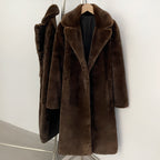OFTBUY Women's Elegant Luxury Faux Mink Fur Long Coat Artificial Fur Jacket Female Warm Outerwear New Autumn Winter Clothes