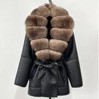 OFTBUY Large Natural Fox Fur Coat New Women Thick Warm Retro Faux Lamb Fur Jacket Belt Winter Female Parkas Outwear