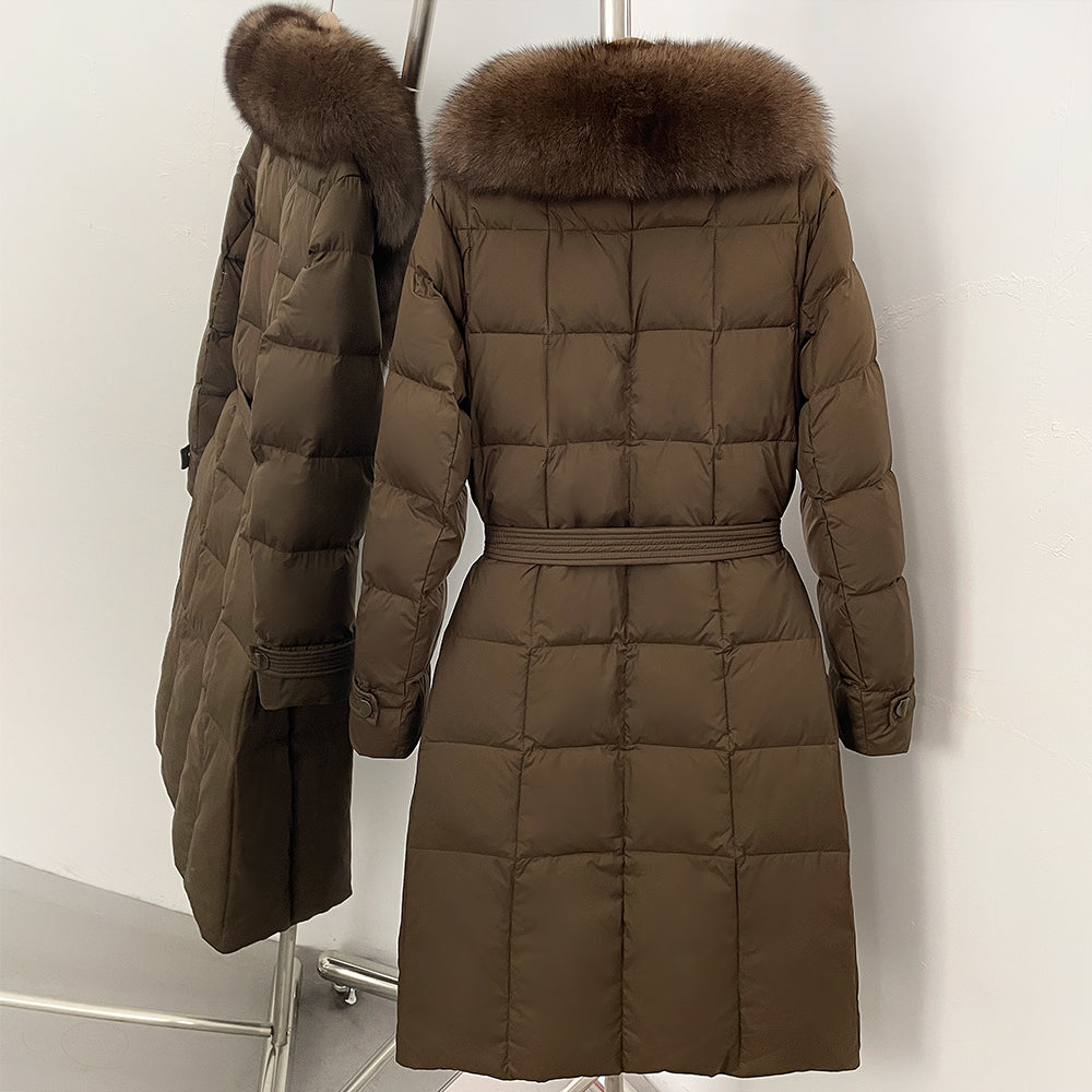 OFTBUY New Winter Real Fox Fur Long Clothes Women Belt Thickened Warm Natural Fur Duck Down Female Luxury Fashion Puffer Jacket