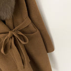 OFTBUY Women's Luxury Brown Knit Cardigan with Real Fox Fur Collar Belted Sweater Coat Female New Fashion Warm Winter Outerwear