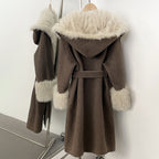 OFTBUY Long Wool Coat Female New Autumn Winter Real Fox Fur Top Clothes Women Thick Warm Natural Fur Double-sided Woolen Jacket