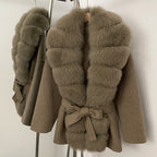 OFTBUY New Autumn Winter Top Clothes Women Luxury Natural Fox Fur Woolen Jacket Female Thick Warm Real Fur Cashmere Wool Coat