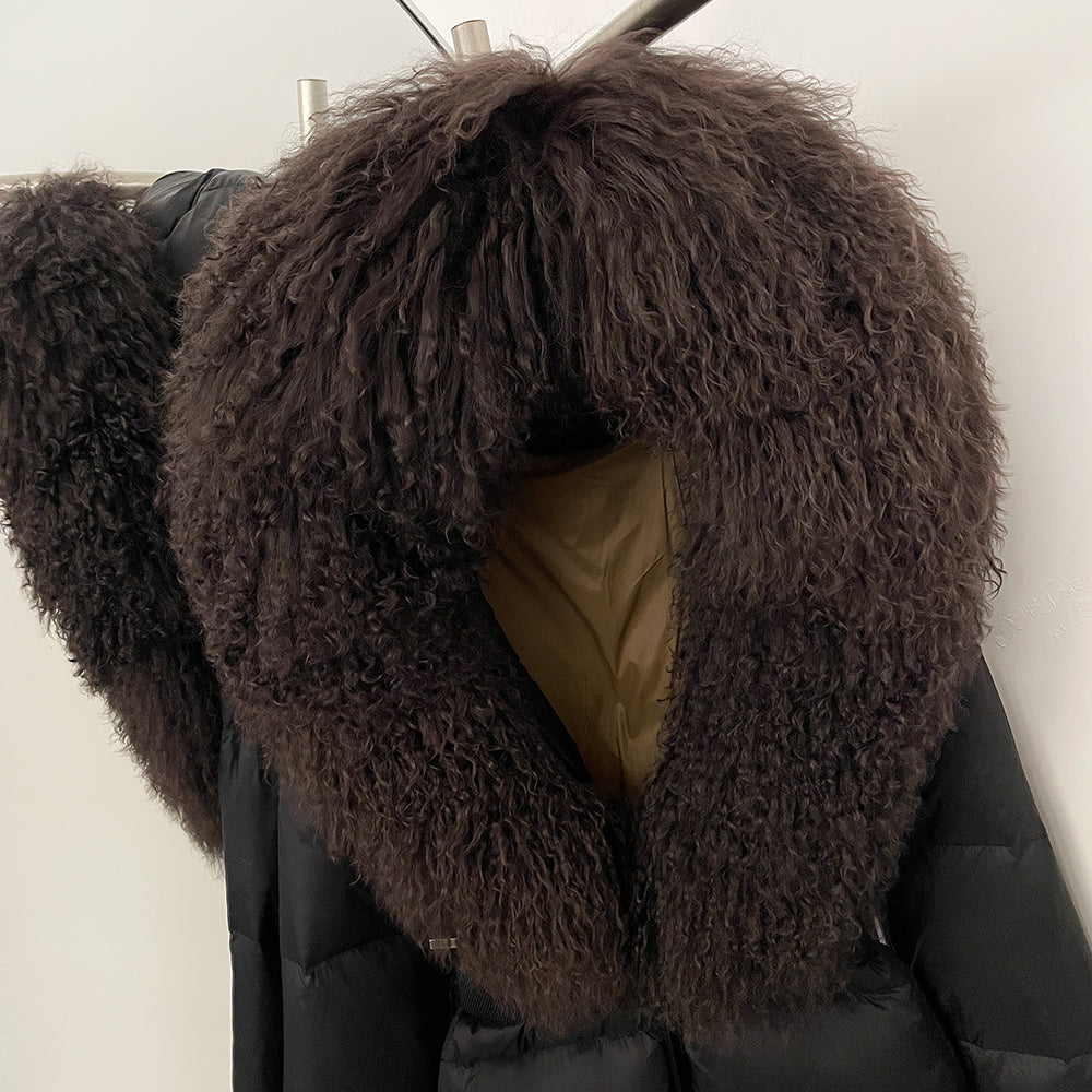 OFTBUY Warm Long Puffer Jacket Female New Winter Clothes Women Fashion Luxury Duck Down Coat with Real Mongolia Sheep Fur Collar