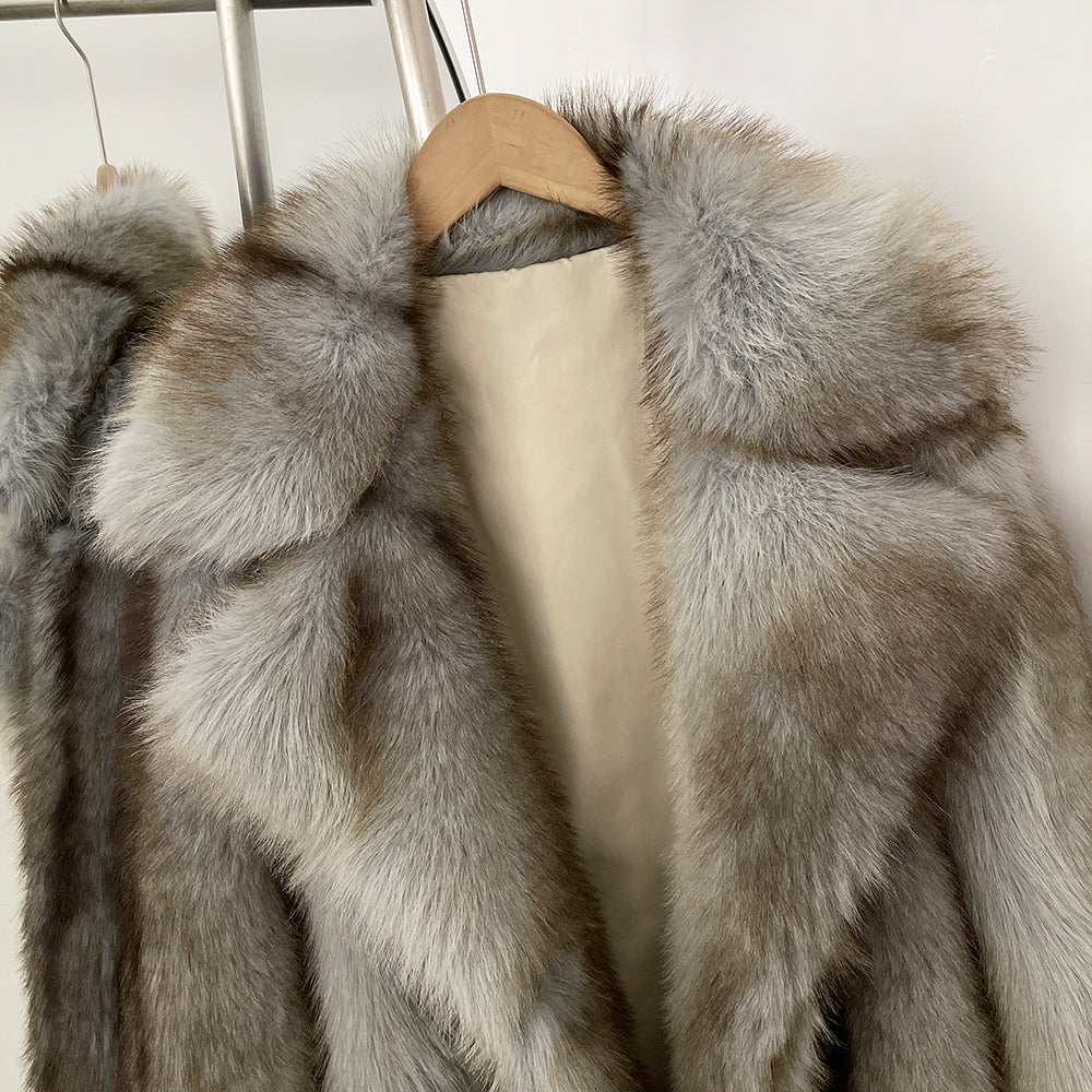 OFTBUY Chic Oversized Lapel Faux Fur Jacket - Premium Vegan Fur Winter Coat with Soft Texture