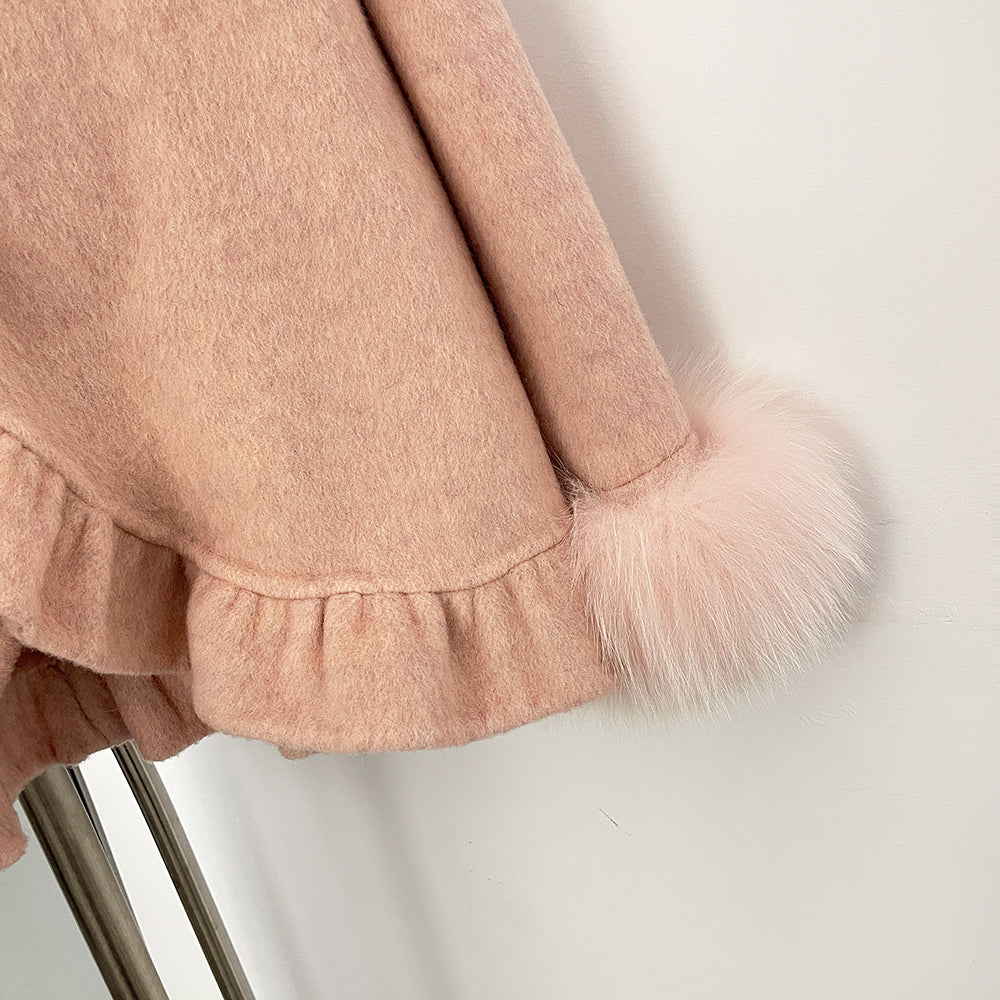 OFTBUY New Women's Wool Jacket with Real Fox Fur Cuffs Winter Elegant Fashion Clothing Outerwear Short Luxury Woolen Coat Female