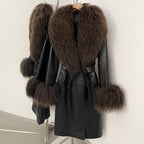 OFTBUY New Autumn Winter Clothes Women Luxury Real Mongolia Sheep Fur Jacket Femlae Long Vintage Faux Leather Streetwear Coat