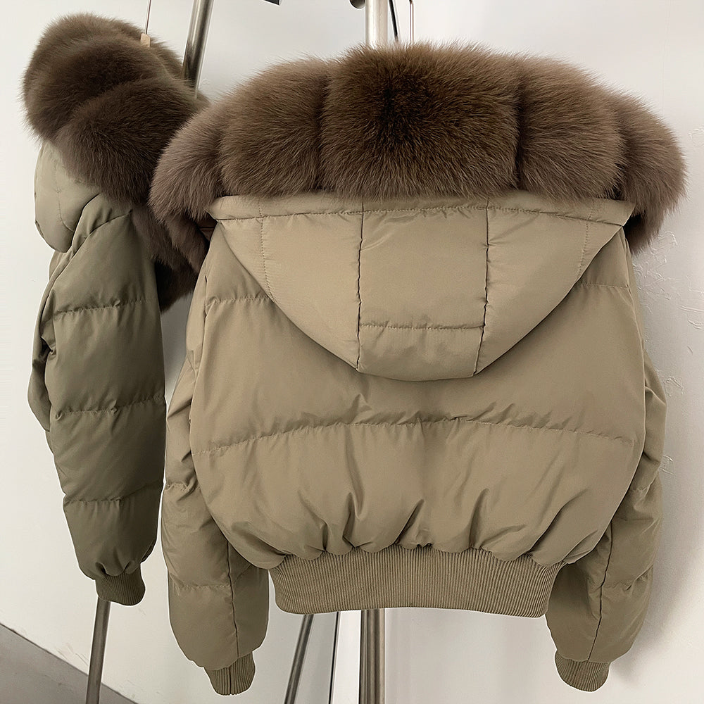 OFTBUY Knit Cuff Short Real Fox Fur Collar Duck Down Coat Female New Autumn Winter Clothes Women Genuine Fur Puffer Jacket