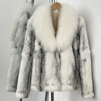 OFTBUY Thick Warm Real Rabbit Fur Jacket New Winter Top Clothes Women Long Sleeve Fox Fur Coat Luxury Style Streetwear Lady