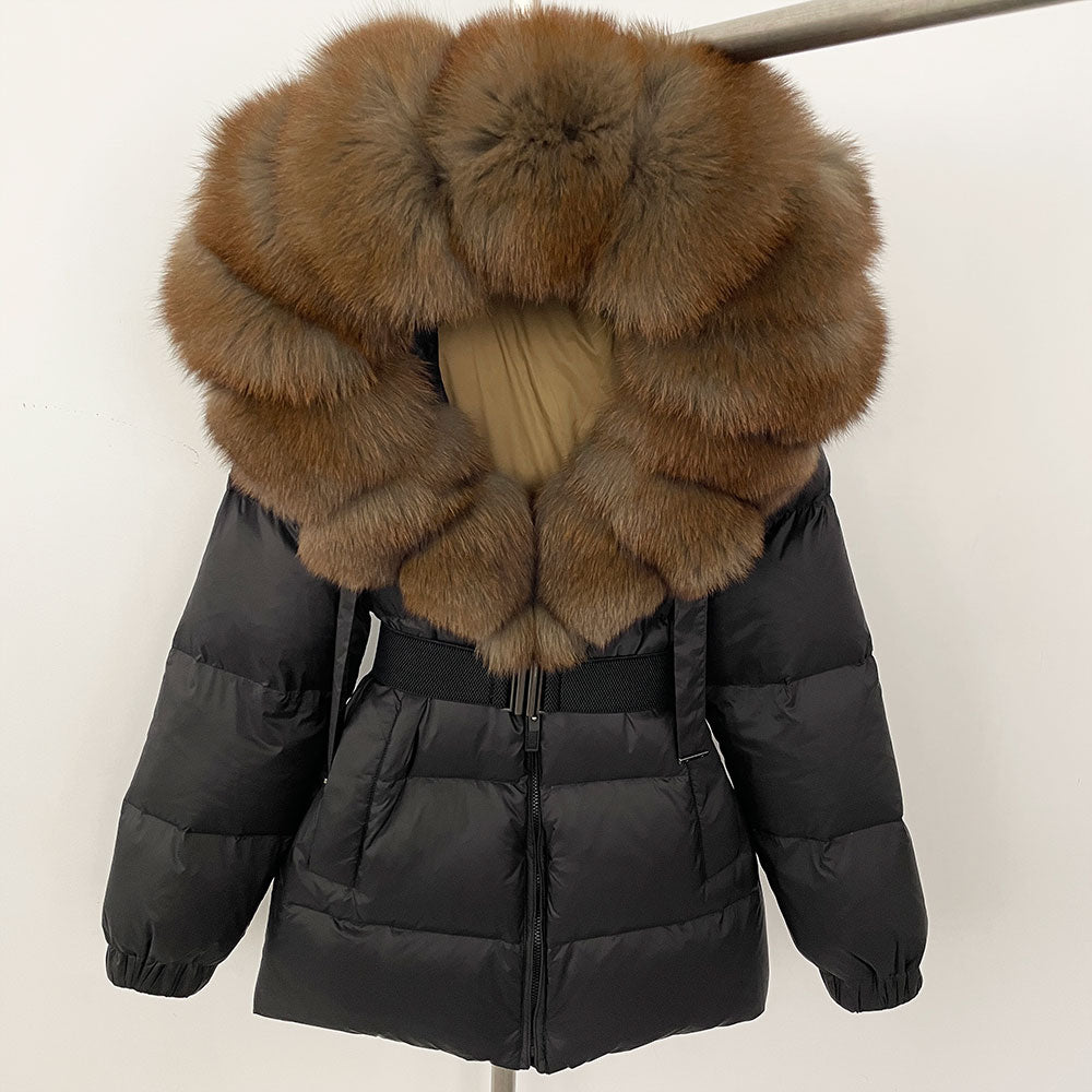 OFTBUY New Winter Clothing Puffer Jacket Women Parkas Waterproof Real Fox Fur Hooded Thick Warm 90% White Duck Down Coat Female