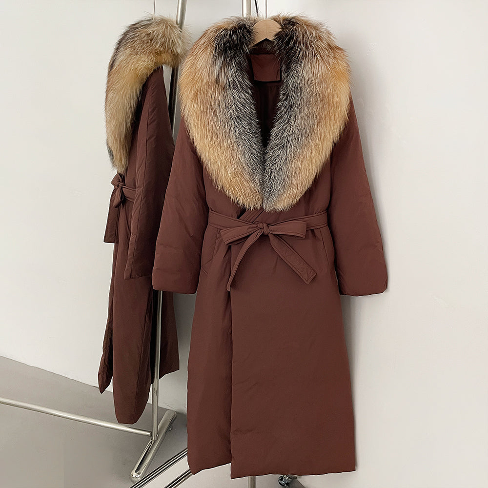 OFTBUY Real Fox Fur Collar Fluffy Puffer Jacket Female New Long Winter Down Clothing Women Thickened Warm White Duck Down Coat