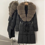 OFTBUY Thickened Warm Duck Down Coat Female Luxury Long Belt New Winter Natural Fox Fur Clothes Women Silm Puffer Jacket Outwear