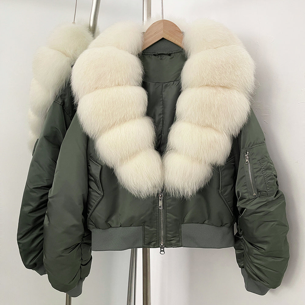 OFTBUY Short Thickened Warm Puffer Jacket Female New Autumn Winter Real Fox Fur Collar Clothes Women Natural Fur Duck Down Coat