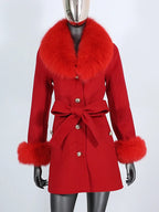 OFTBUY Double-sided Wool Coat Female New Autumn Winter Real Fox Fur Clothes Women Detachable Fur Cuffs Woolen Cashmere Jacket