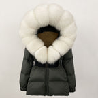 OFTBUY New Winter Clothing Puffer Jacket Women Parkas Waterproof Real Fox Fur Hooded Thick Warm 90% White Duck Down Coat Female