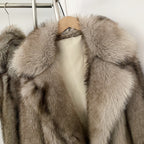 OFTBUY Chic Oversized Lapel Faux Fur Jacket - Premium Vegan Fur Winter Coat with Soft Texture