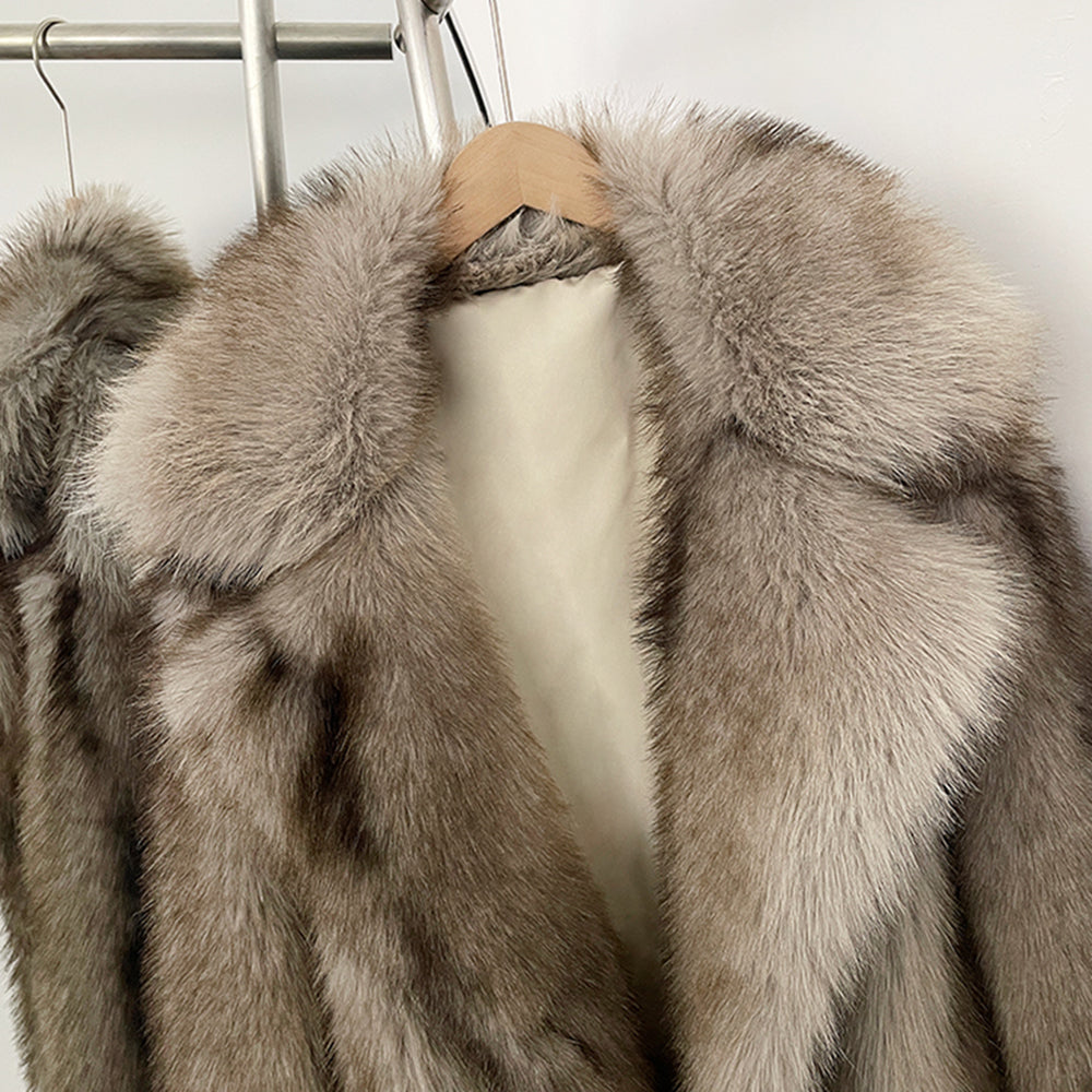 OFTBUY Chic Oversized Lapel Faux Fur Jacket - Premium Vegan Fur Winter Coat with Soft Texture