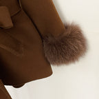 OFTBUY New Women's Double-Faced Wool Coat with Large Real Fox Fur Belted Warm Jacket Winter Elegant Fashion Outerwear Female