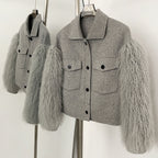 OFTBUY Fashion Thick Warm Real Fur Cashmere Wool Coat Short Mongolia Sheep Fur Wool Jacket Women New Autumn Winter Clothes Lady