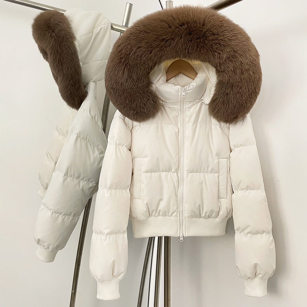 OFTBUY New Winter Short Hooded Top Down Clothes Women Fashion Natural Fox Fur Duck Down Coat Thickened Warm Puffer Jacket Female