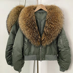 OFTBUY Short Thickened Warm Puffer Jacket Female New Autumn Winter Real Fox Fur Collar Clothes Women Natural Fur Duck Down Coat