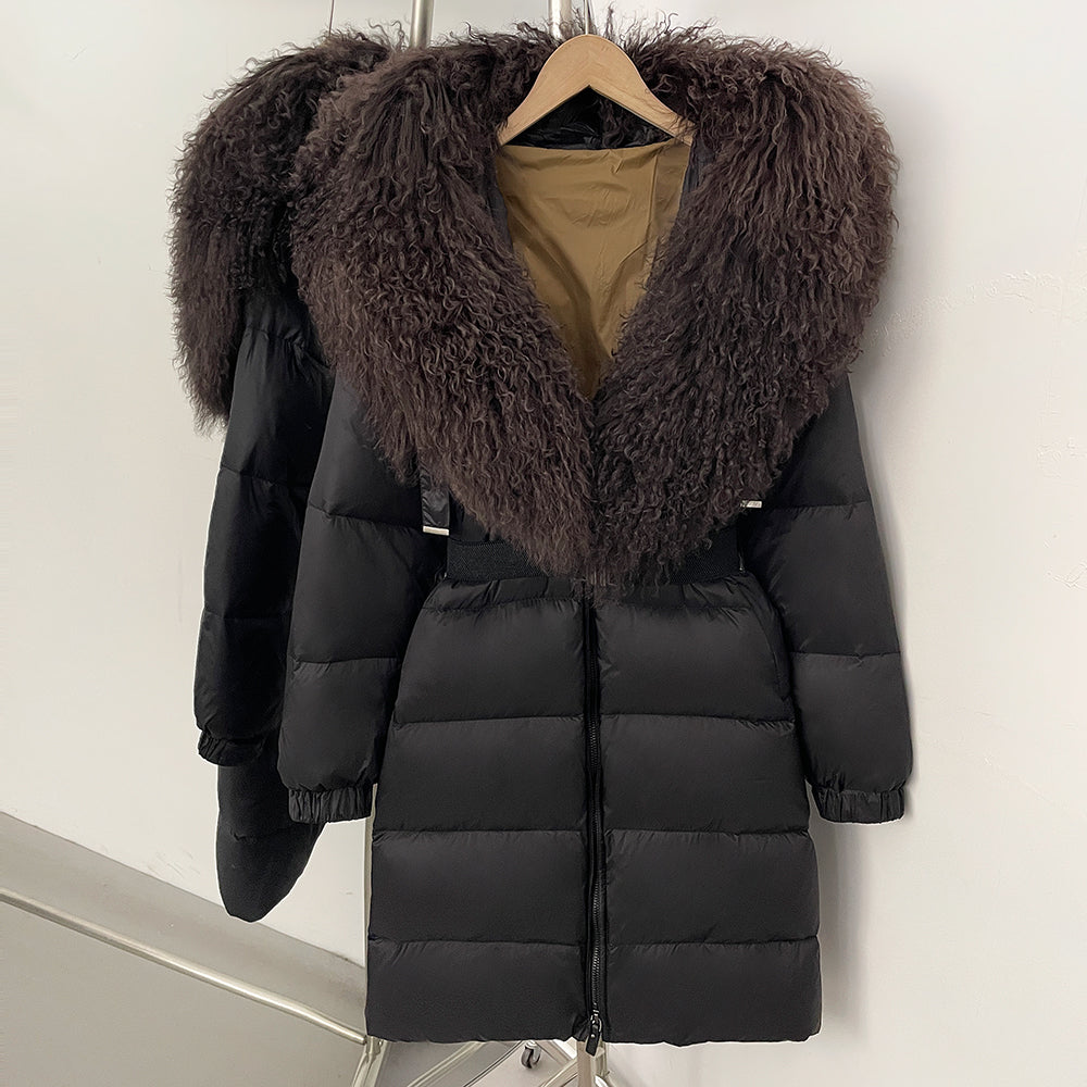 OFTBUY Warm Long Puffer Jacket Female New Winter Clothes Women Fashion Luxury Duck Down Coat with Real Mongolia Sheep Fur Collar