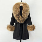 OFTBUY New Autumn Winter Top Clothes Women Belt Natural Fur Wool Coat Female Fashion Warm Woolen Jacket with Real Fox Fur Collar