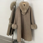 OFTBUY New Autumn Winter Long Clothing Women Fashion Warm Real Fox Fur Collar and Cuffs 100% Wool Jacket Female Natural Fur Coat