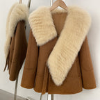OFTBUY New Autumn Winter Double-sided Wool Jacket Elegant Real Fox Fur Collar 100% Wool Coat Female Woolen Blends Clothes Women