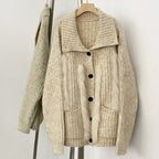 OFTBUY New Fashion Spring Autumn Loose Sweater Female Real Fox Fur Cardigan Clothing Women Button Oversized Knitted Jacket Lady