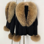 OFTBUY New Autumn Winter Knit Cardigan Women Fashion Warm Clothes with Real Fox Fur Luxury Natural Fur Sweater Jacket Female