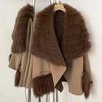 OFTBUY Fur Pockets Winter Luxury Outerwear Woolen Jacket Female New Women's Double Face Wool Coat with Large Real Fox Fur Collar