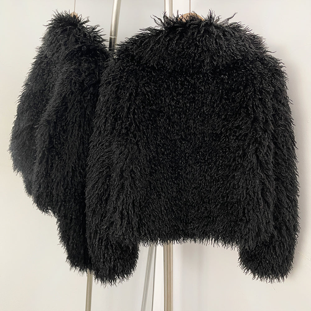 OFTBUY Warm Thicken Luxury Outerwear New Winter Clothes Female Women's Cozy Faux Mongolian Fur Short Coat Teddy Faux Fur Jacket