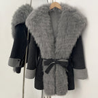 OFTBUY New Autumn Winter Belt Top Clothes Mid-length Real Fox Fur Woolen Coat Female Fashion Warm Natural Fur Wool Jacket Women