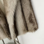 OFTBUY Chic Oversized Lapel Faux Fur Jacket - Premium Vegan Fur Winter Coat with Soft Texture