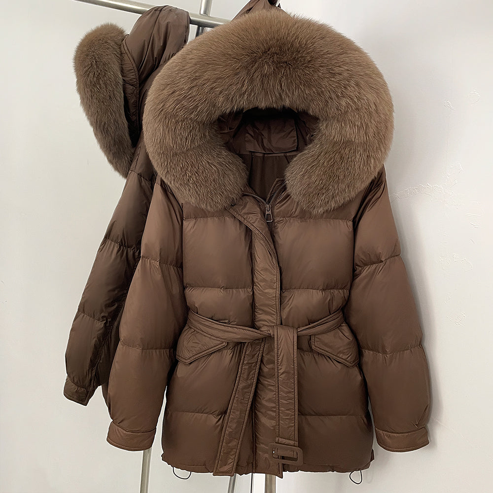 OFTBUY Hooded Real Fox Fur Down Coat Female New Autumn Winter Top Clothes Women Thickened Warm Natural Fur Fluffy Puffer Jacket