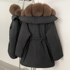 OFTBUY Natural Fox Fur Collar Fluffy Puffer Jacket Women Thickened Warm Real Fur White Duck Down Coat New Winter Parke Outerwear
