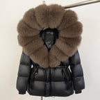 OFTBUY Big Real Fox Fur Coat Autumn Winter Clothes Women Warm Natural Fur White Goose Duck Jacket Female Hooded Puffer Jacket